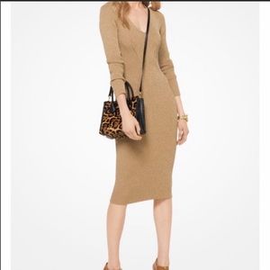 Michael Kors Long Sleeve Gold Glitter Dress